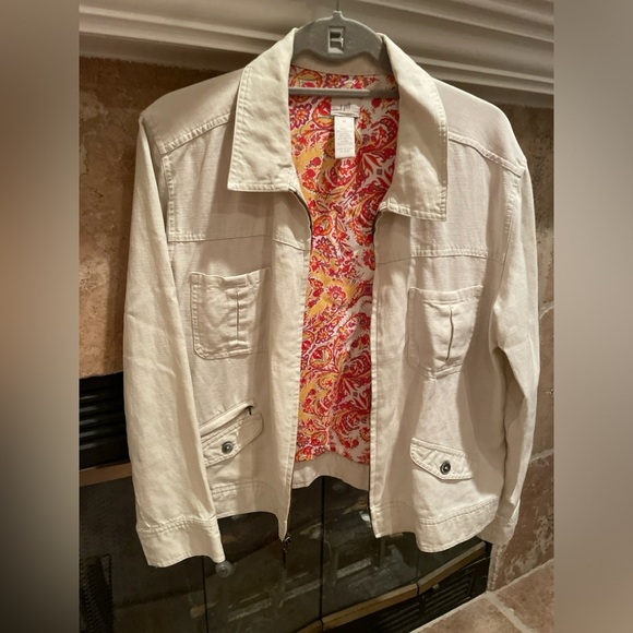 J. Jill Paisley lined linen tencel lyocell jacket Spring Summer Beachy Cotton M - Picture 1 of 7